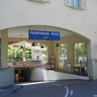 Einfahrt zum Parkhaus Post, Mai 2005