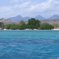 Blick vom Tauchplatz auf die Menjangan Insel, September 2007